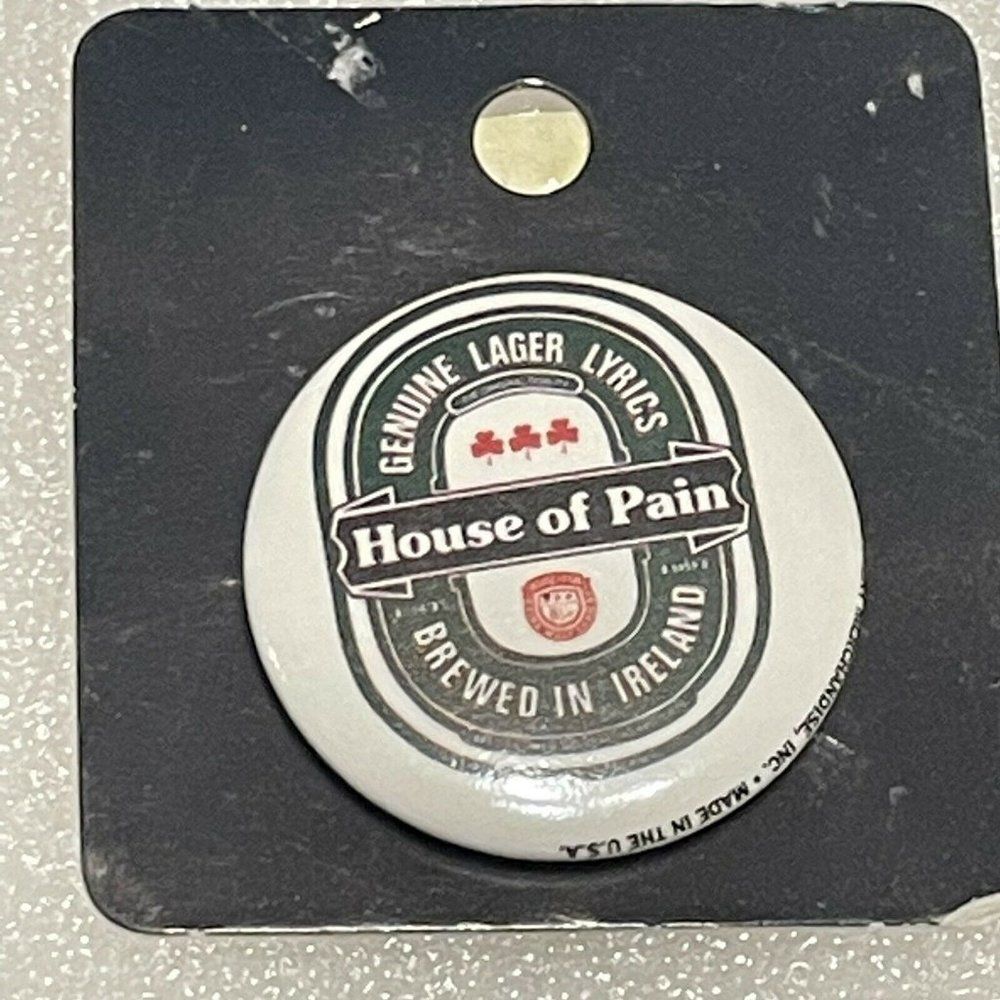 Vtg 94 House of Pain Promo Badge Button Pinback Ireland Heineken Label Spoof